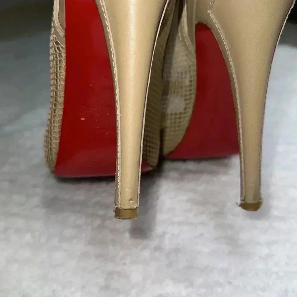 Christian Louboutin SZ 9.5 Nude Canne A Peche Heels - Picture 8 of 8